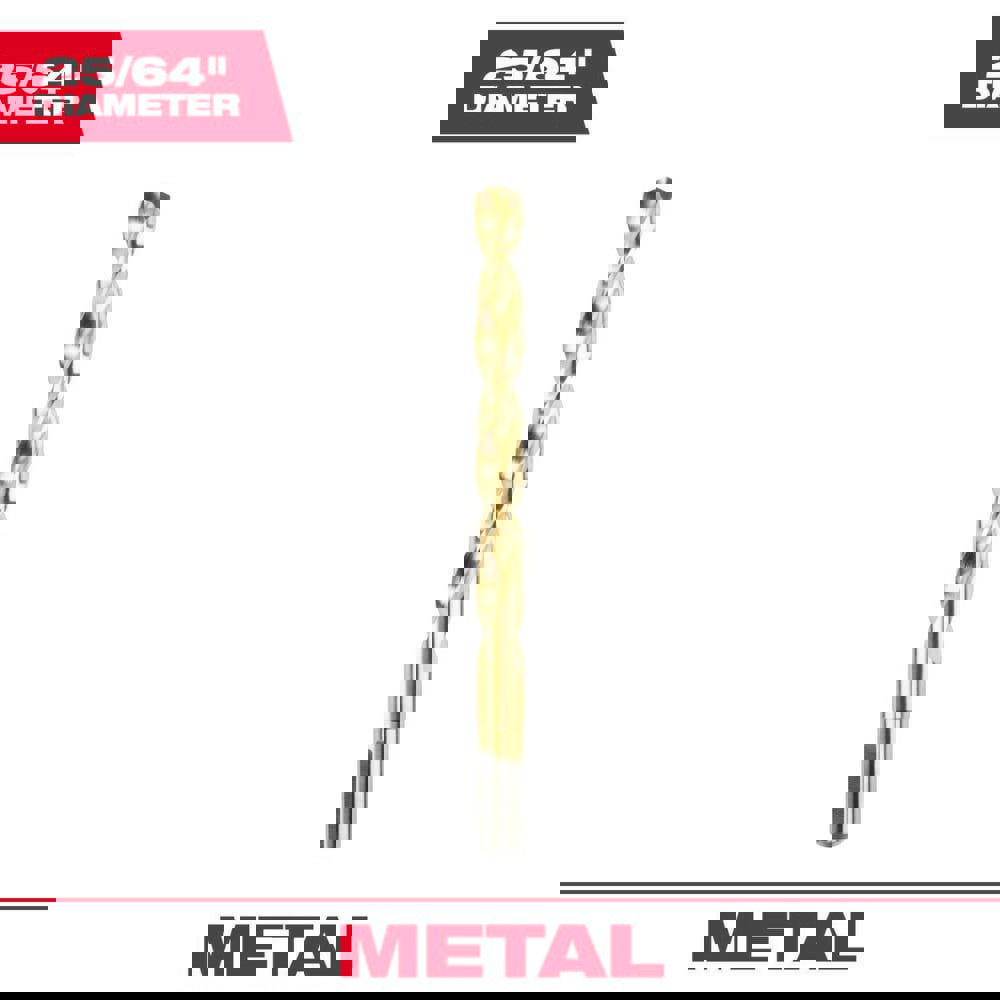 Jobber Length Drill Bits; Drill Bit Size (Inch): 25/64 ; Drill Bit Material: High Speed Steel ; Drill Point Angle (Degrees): 135 ; Coating/Finish: Titanium Nitride ; Flute Type: Parabolic ; Cutting Direction: Right Hand